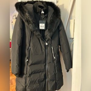 MACKAGE KAY-SH BLACK XL - Brand New Ladies Down Coat - Shearling Fur
